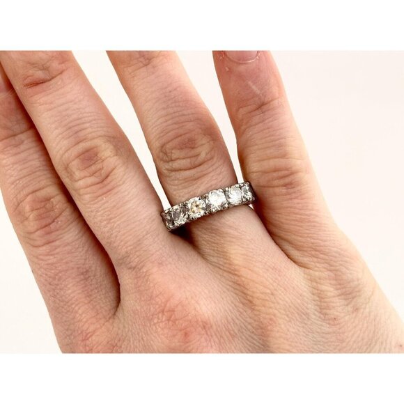 Chunky 360 degree Multi Gemstoned Vintage Sterling Silver Style Ring - sz 5.75 - Picture 7 of 10